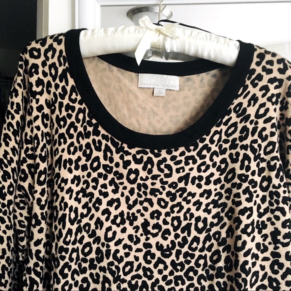 Carolyn Taylor Ladies Lg Leopard Print Soft Cozy Knit Lightweight Sweater NWOT - Picture 7 of 13